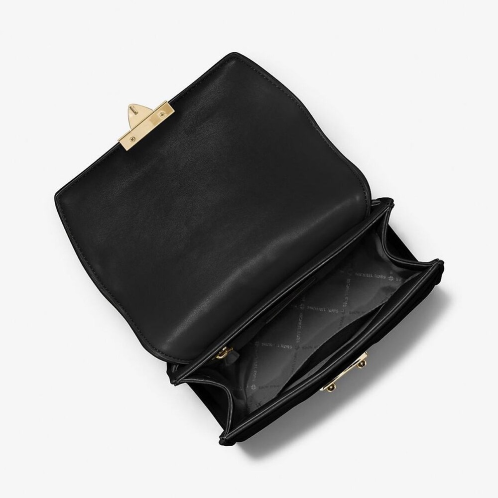 MICHAEL KORS SERENA MEDIUM FLAP SHOULDER CROSSBODY BLACK - Picture 9 of 11